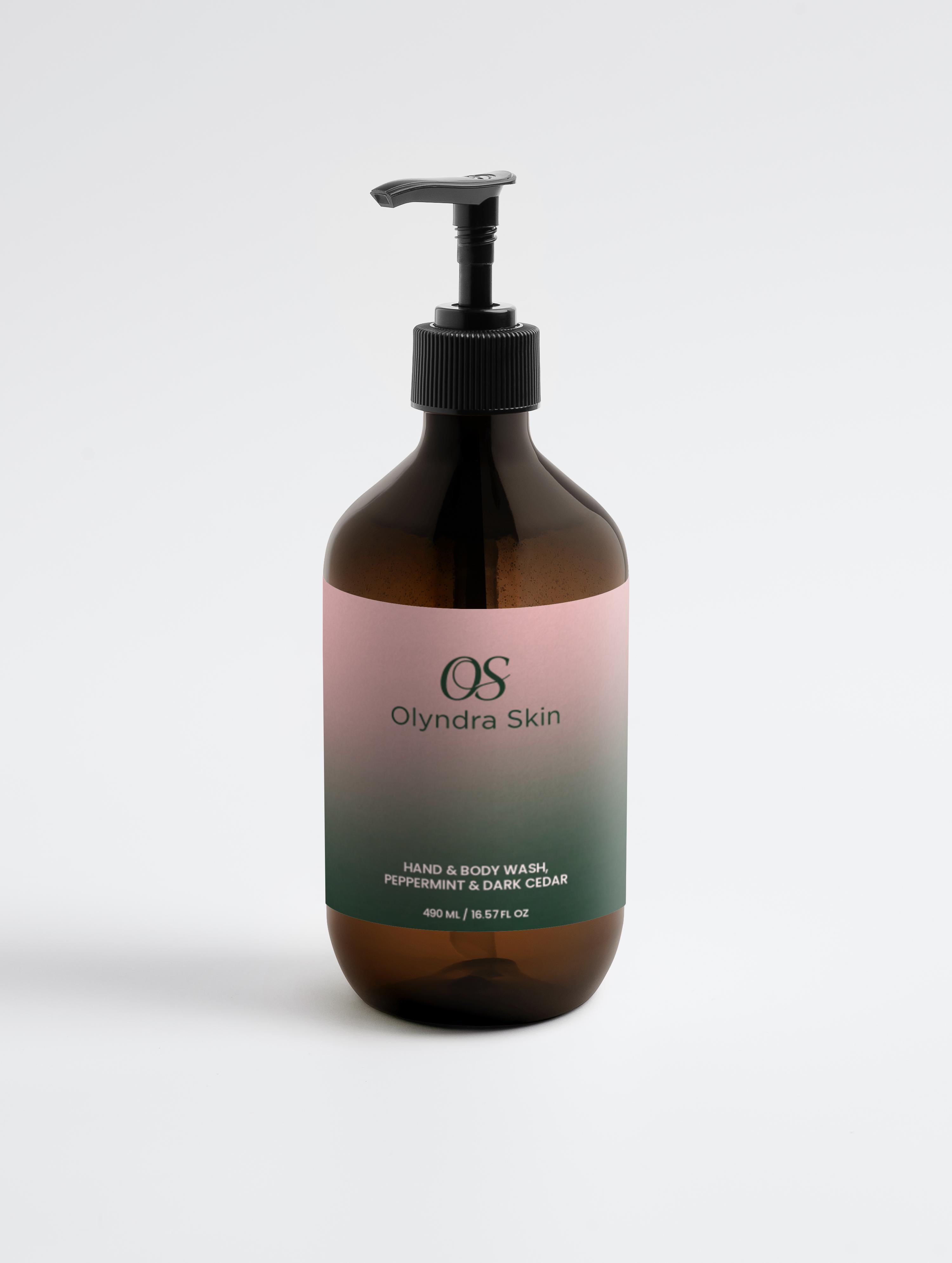 Hand & Body Wash, Peppermint & Dark Cedar