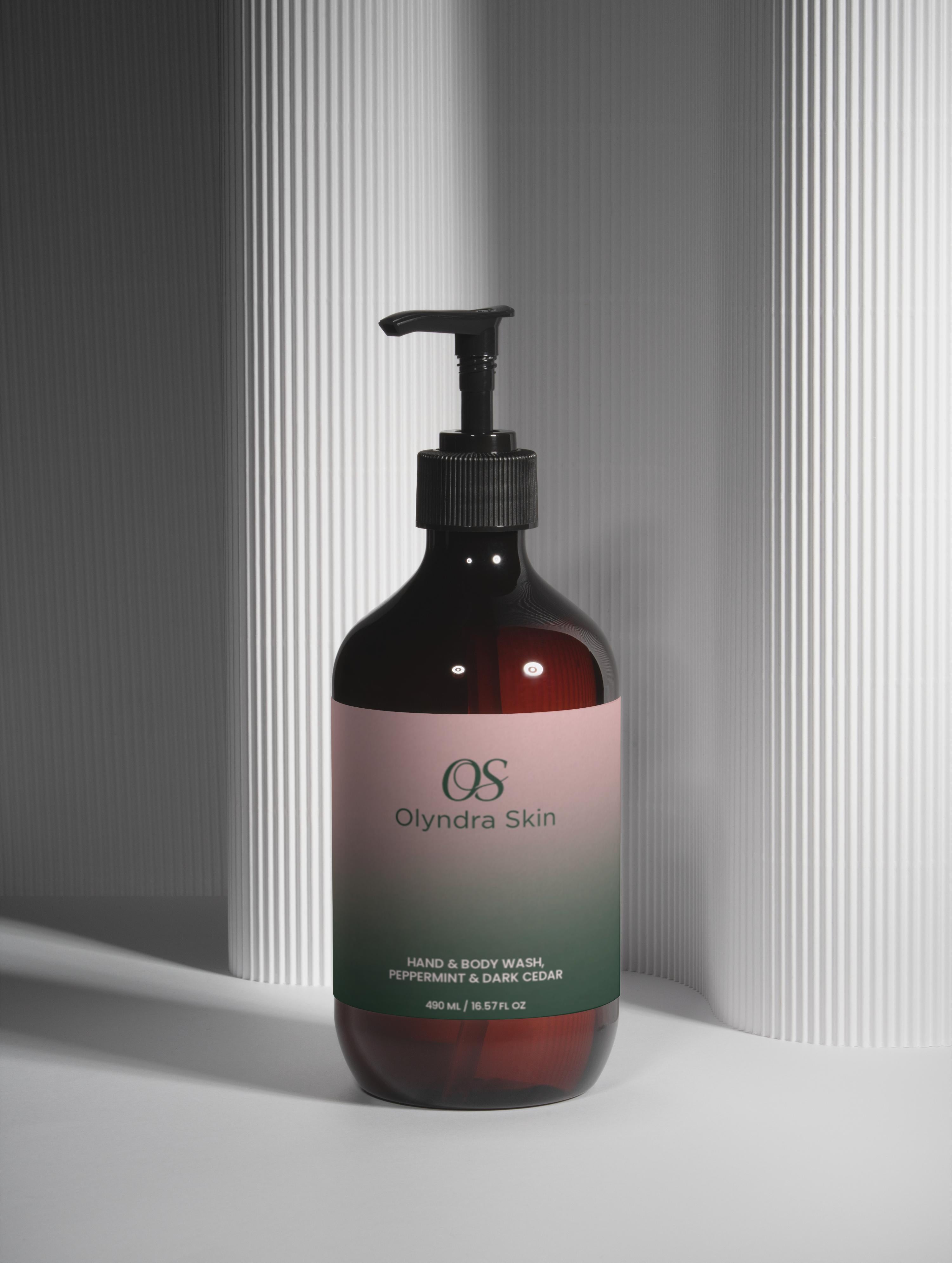 Hand & Body Wash, Peppermint & Dark Cedar